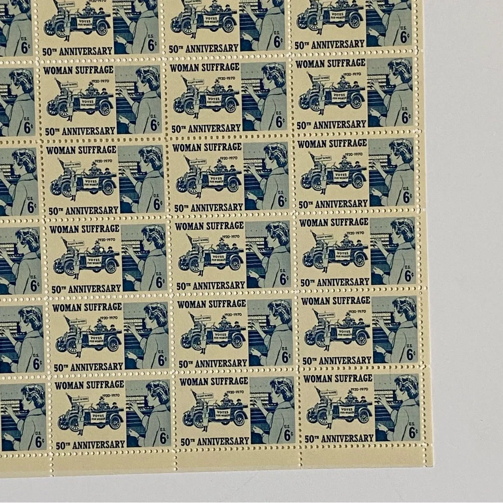 Woman Suffrage Sheet of 50 1970 6 Cent Stamps Scott #1406 MNH Blue White Vote